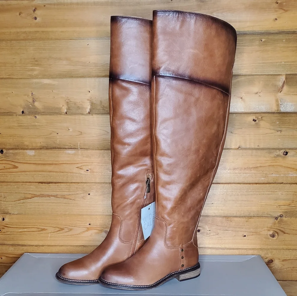 ❤ NWBOX FRANCO SARTO L-HALEEN WC, COGNAC LE Over the knee leather Size 7M